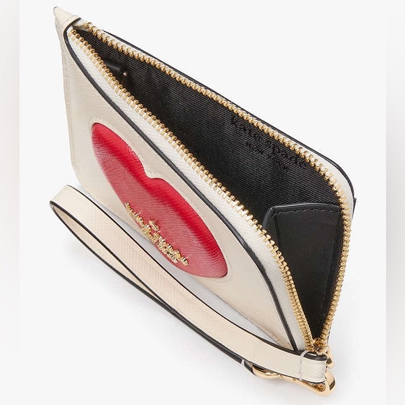 ♠️kate spade Madison Puffy Heart Small Card Holder Wristlet, Meringue Multi NWT
